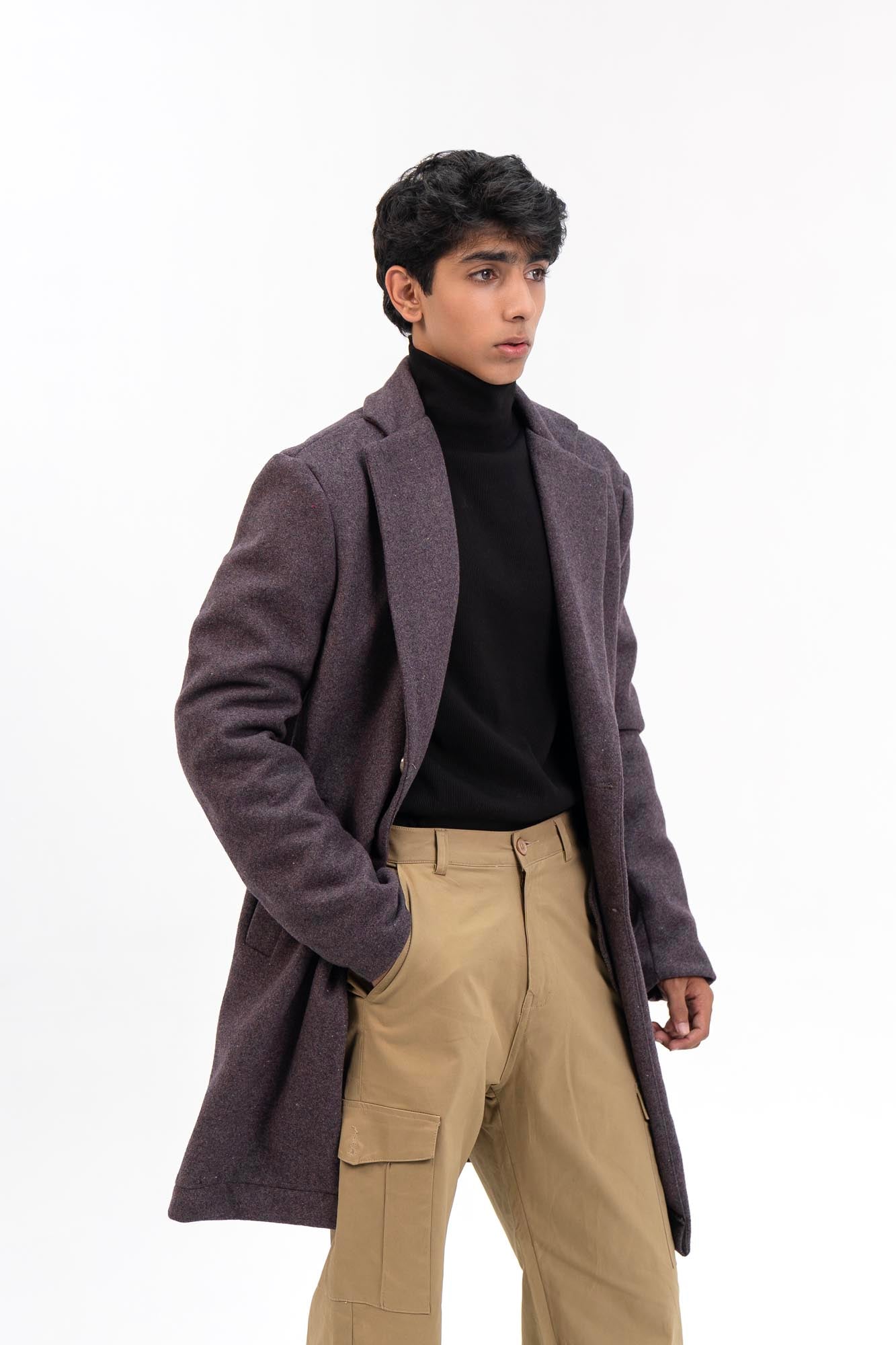 Men's Wool Coat - Charcoal