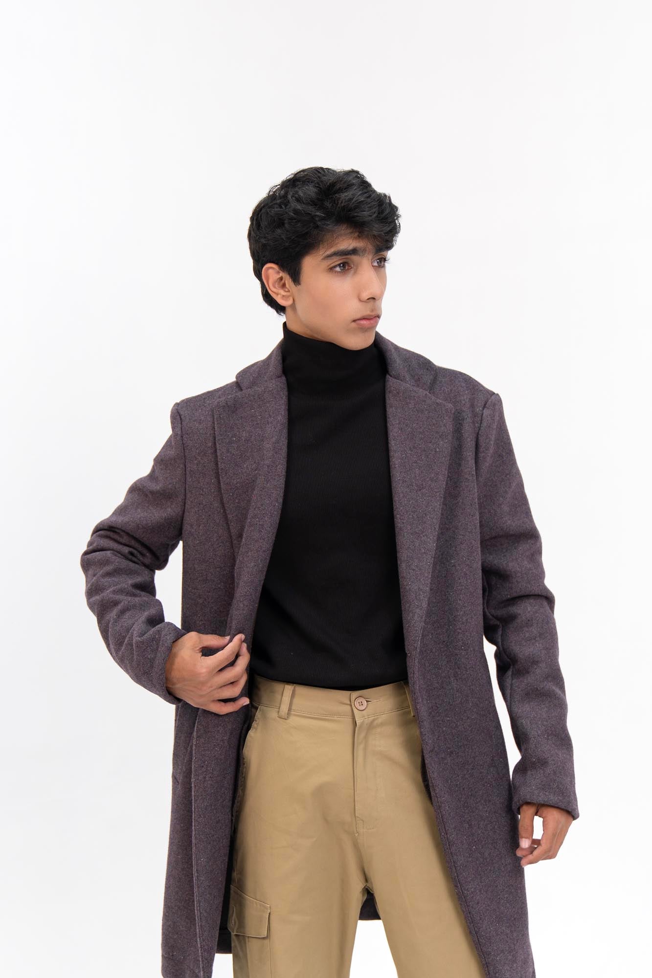 Men's Wool Coat - Charcoal