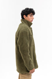 Men's Oversized Sherpa Jacket - Olive