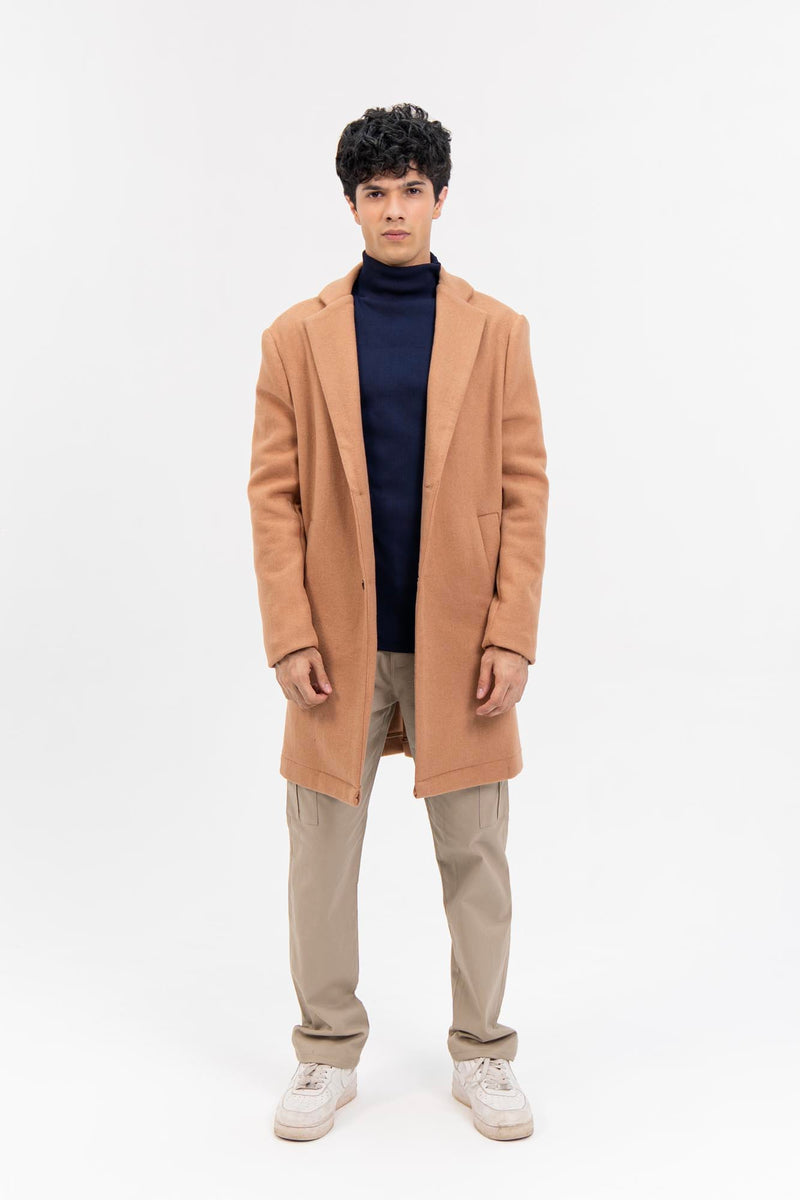 Men's Wool Coat - Light Brown