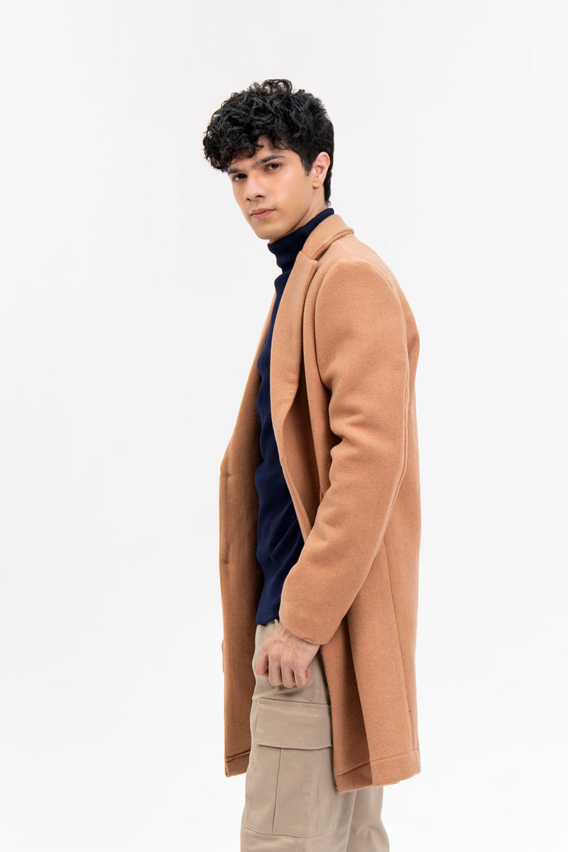 Men's Wool Coat - Light Brown