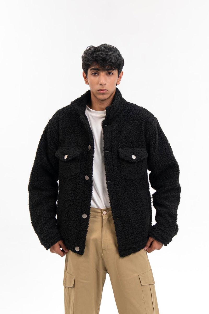 Men's Sherpa Trucker Jacket - Black