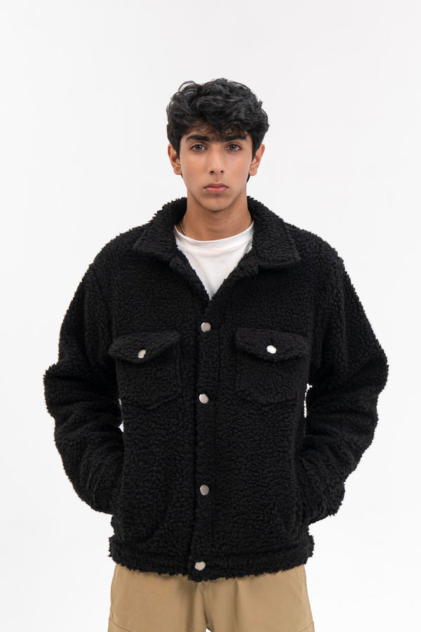 Men's Sherpa Trucker Jacket - Black