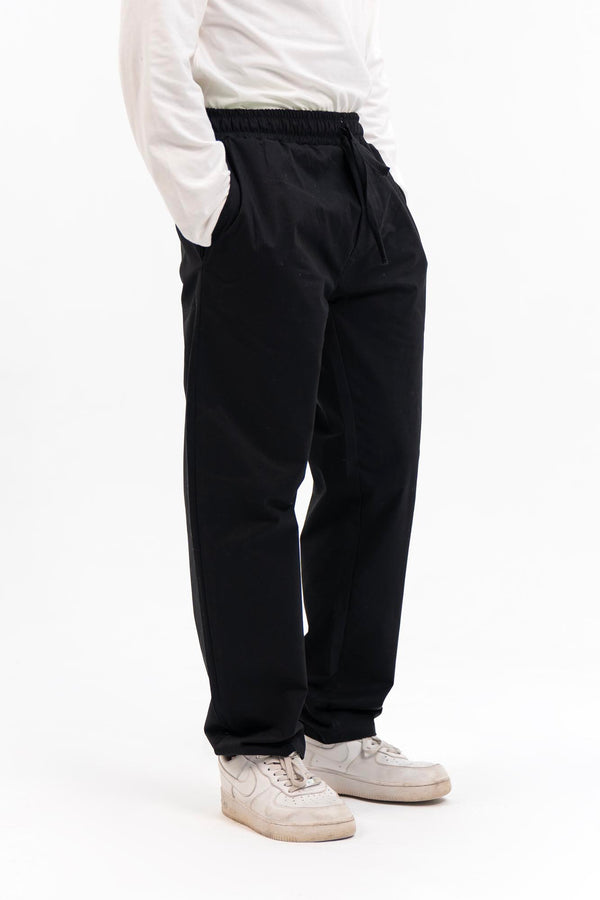 Men's Drawstring Straight Pant  - Black