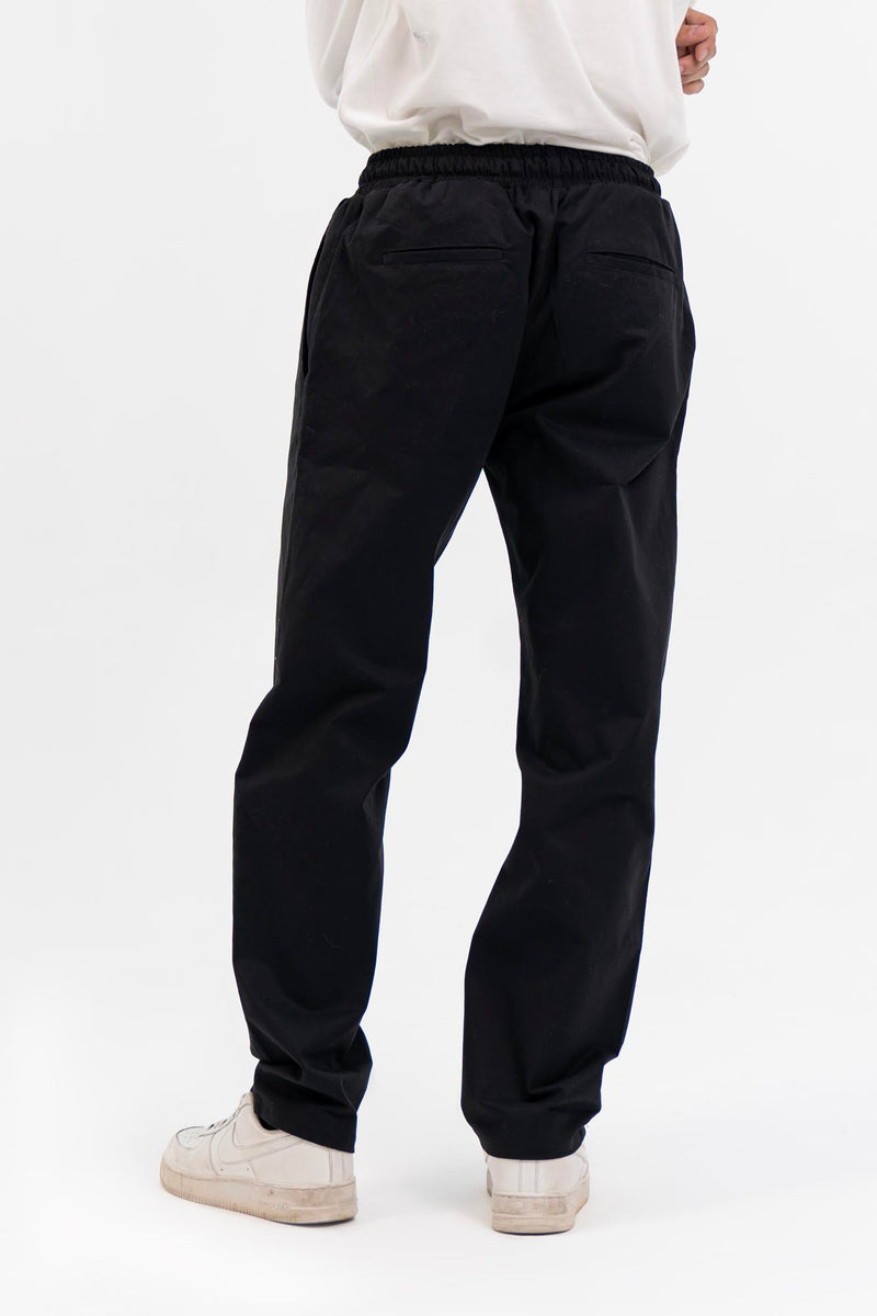 Men's Drawstring Straight Pant  - Black