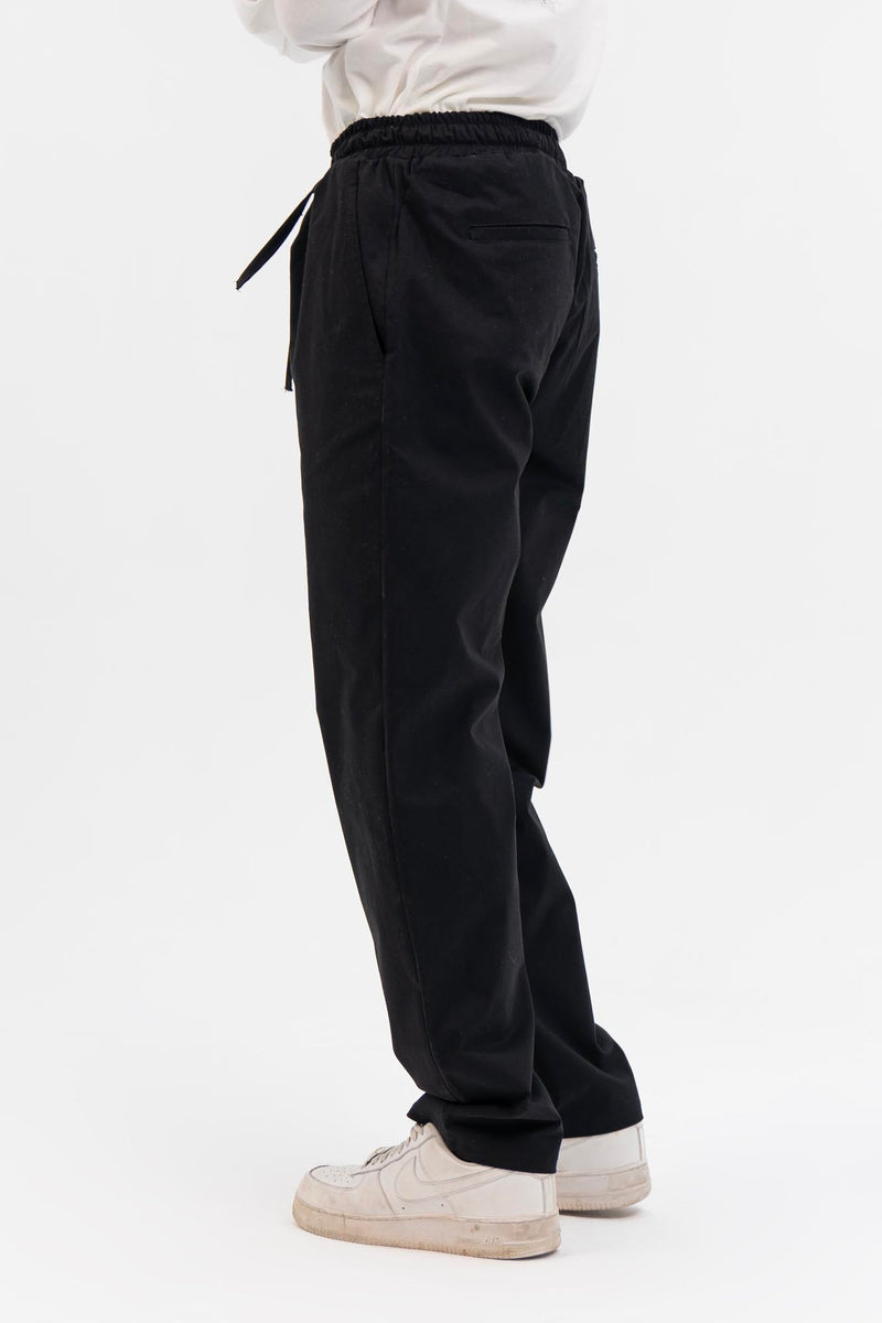 Men's Drawstring Wide Leg Pant  - Black