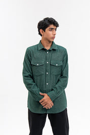 Men's Regular fit Flannel Shirt with Pockets - Green