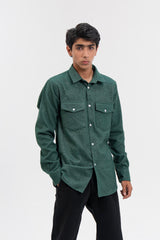 Men's Regular fit Flannel Shirt with Pockets - Green