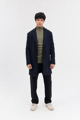 Men's Wool Coat - Navy Blue