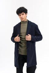 Men's Wool Coat - Navy Blue