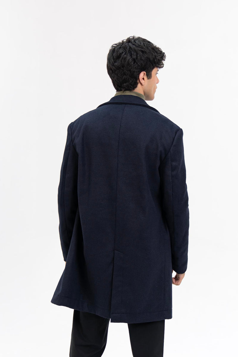 Men s Wool Coat Navy Blue Nine Ninety Nine