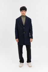 Men's Wool Coat - Navy Blue