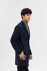 Men's Wool Coat - Navy Blue