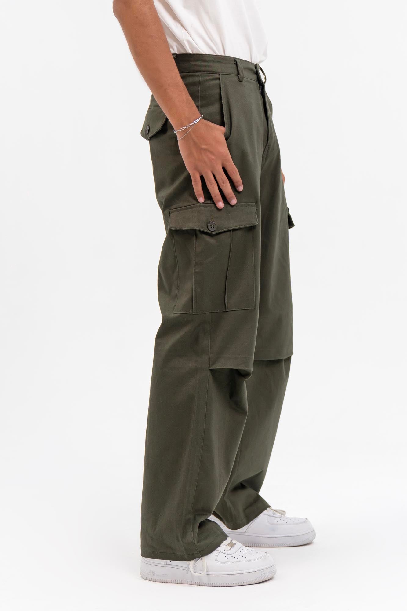 Men's Wide Leg Cargo Pant - Green