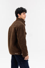 Men's Sherpa Trucker Jacket - Chocolate Brown