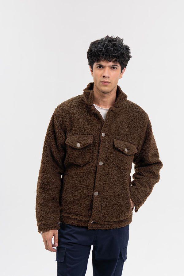 Men's Sherpa Trucker Jacket - Chocolate Brown