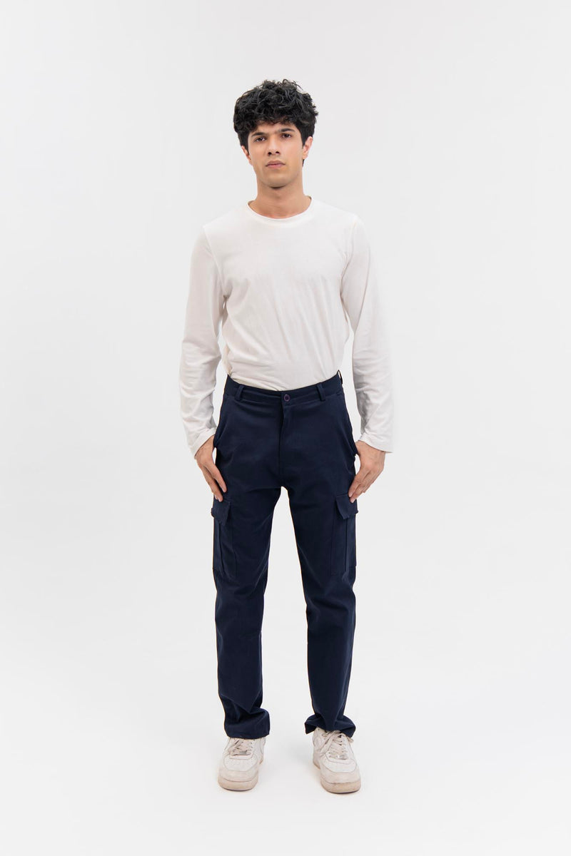 Men's Straight Fit Cargo Pant - Navy Blue