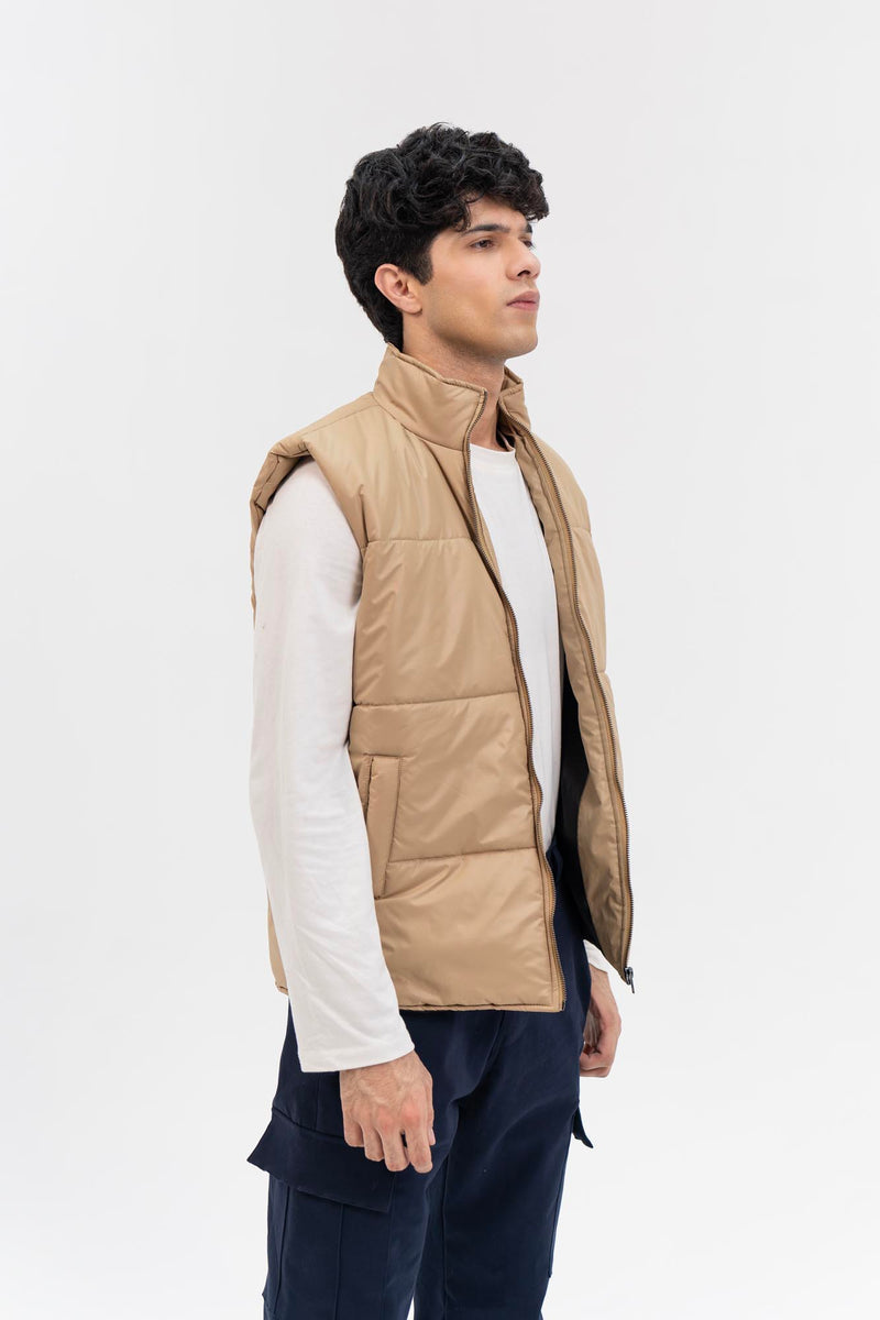 Men's Puffer Vest - Light Brown