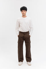 Men's Wide Leg Cargo Pant - Chocolate Brown