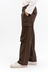 Men's Wide Leg Cargo Pant - Chocolate Brown