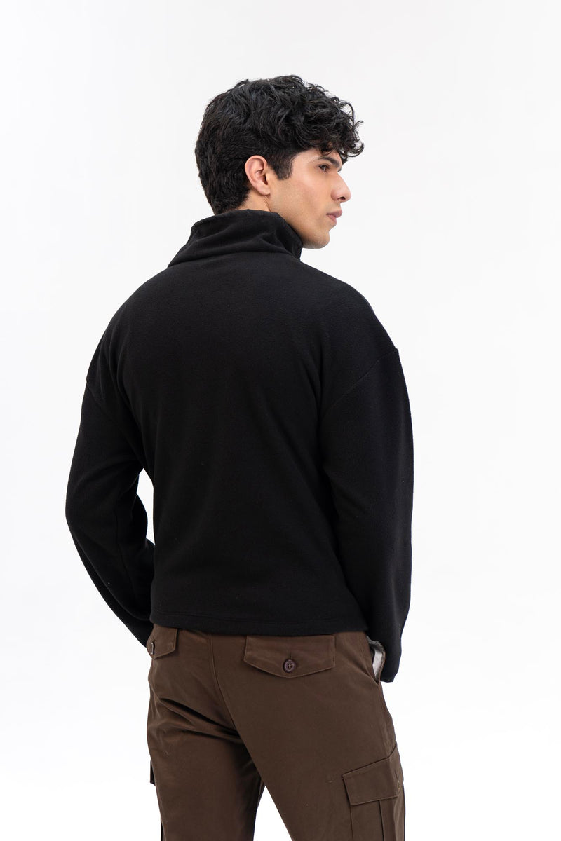 Men's Half Snap Pullover  - Black