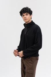 Men's Half Snap Pullover  - Black