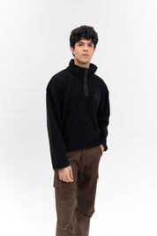 Men's Half Snap Pullover  - Black