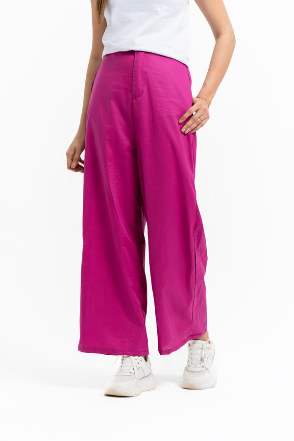High Waisted Culotte Pant - Hot Pink