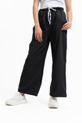 Double Belt Wide Leg Pant - Black