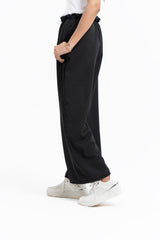 Double Belt Wide Leg Pant - Black