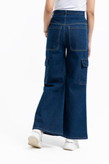 Wide Leg Cargo Jean - Dark Blue