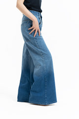 Skater Wide Leg Jean - Mid Blue