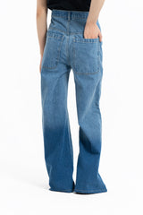 Skater Wide Leg Jean - Mid Blue