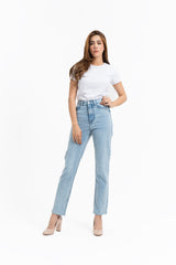 High Waisted Straight jeans - Light Blue