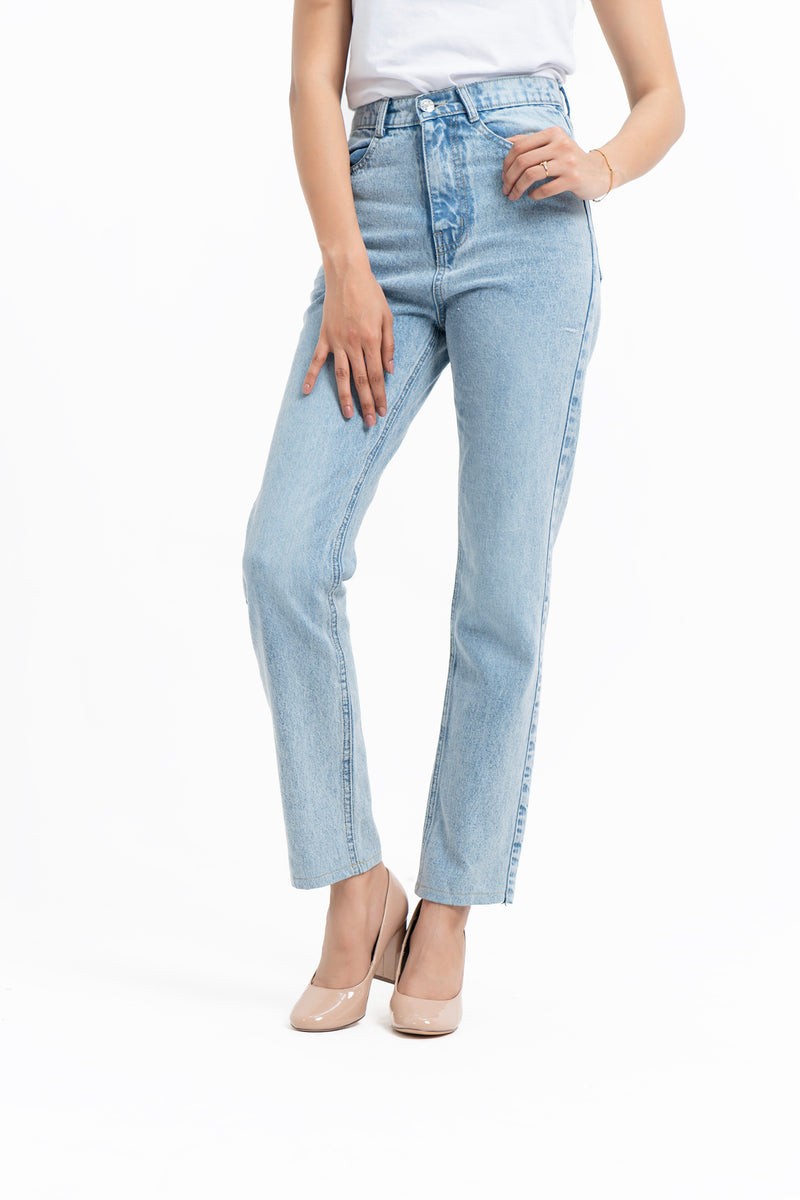 High Waisted Straight jeans - Light Blue