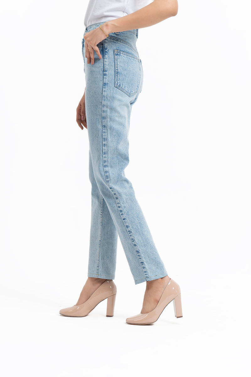 High Waisted Straight jeans - Light Blue