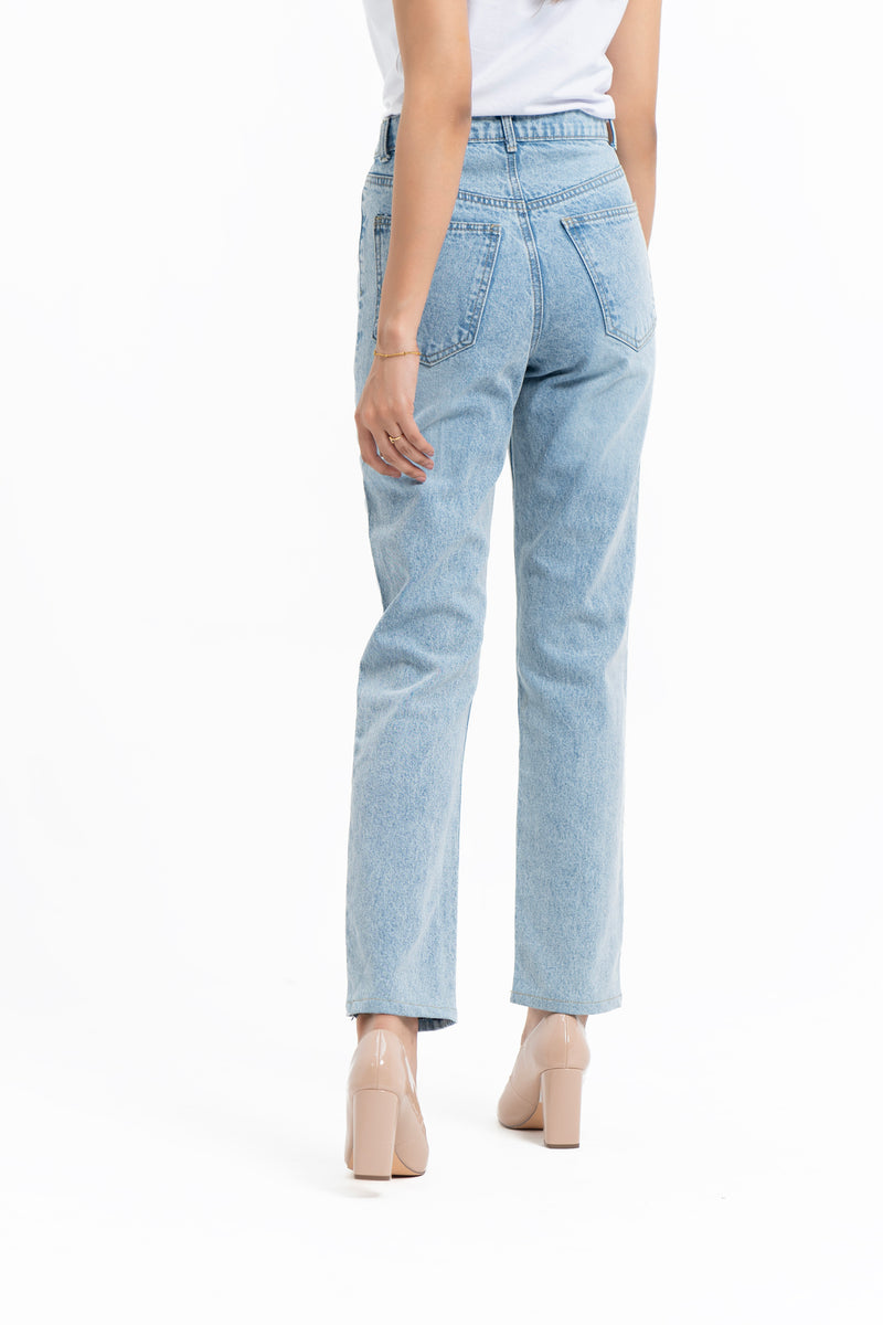 High Waisted Straight jeans - Light Blue