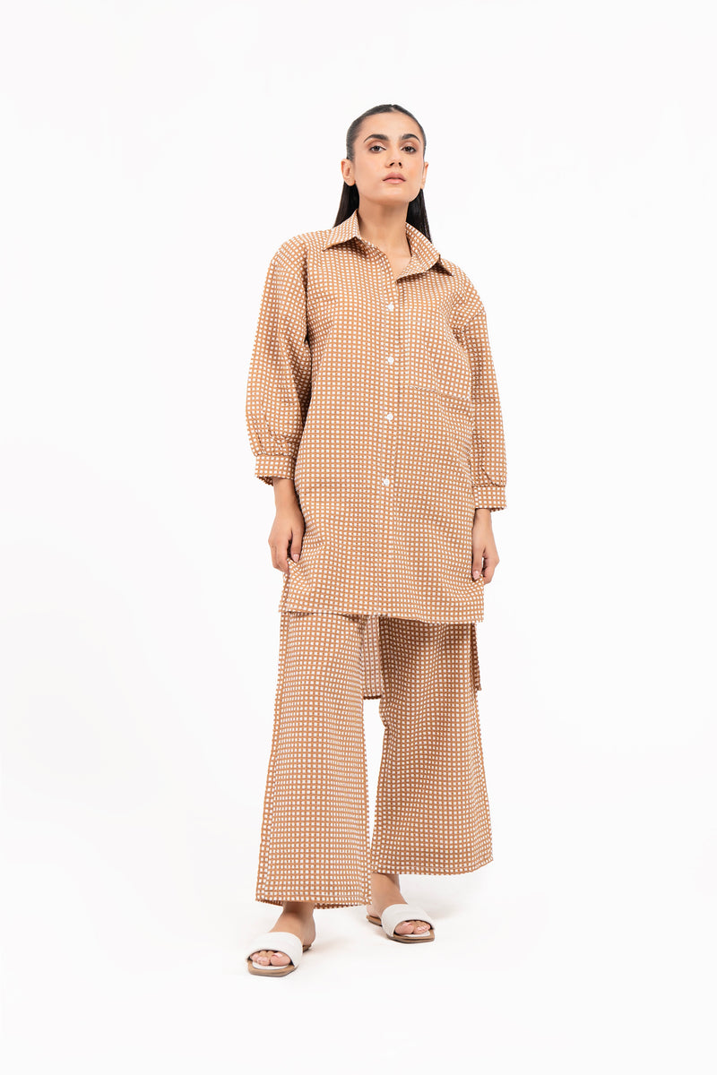 Drawstring Pant  - Brown White Gingham Check