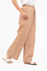 Drawstring Pant  - Brown White Gingham Check