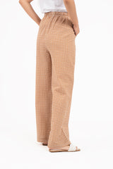 Drawstring Pant  - Brown White Gingham Check