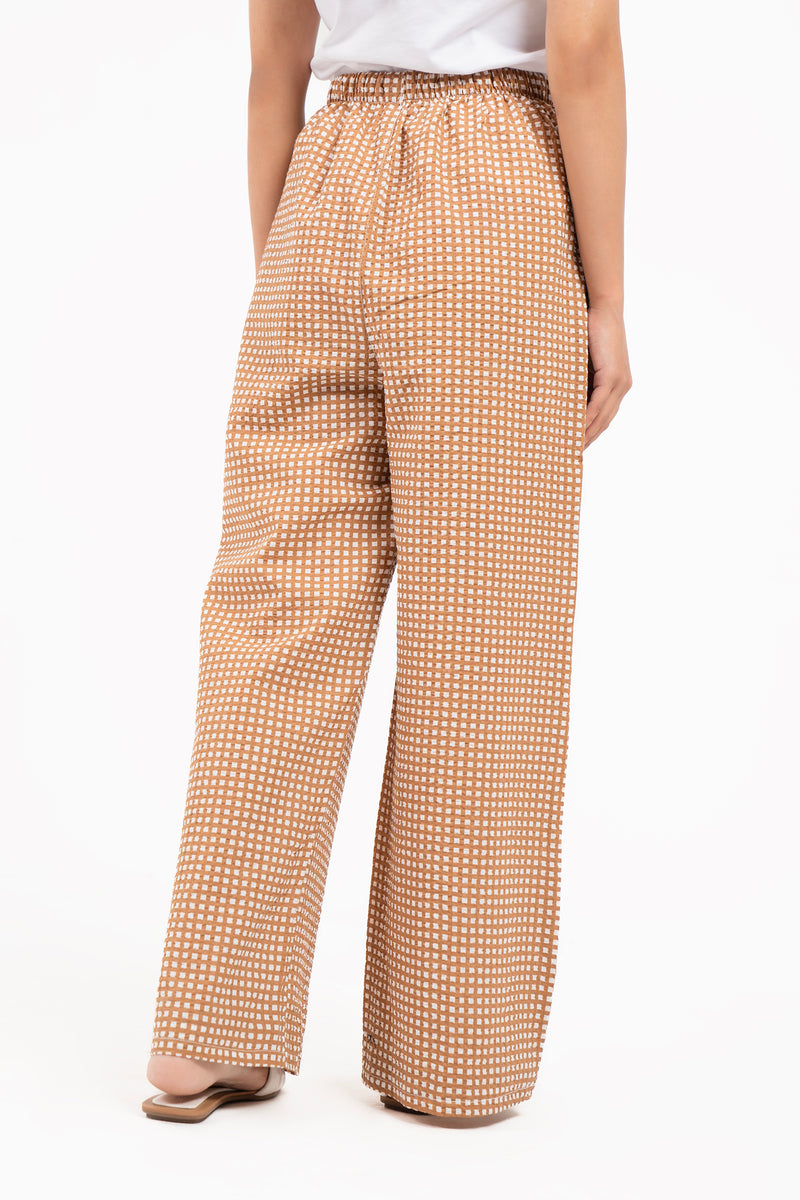 Drawstring Pant  - Brown White Gingham Check