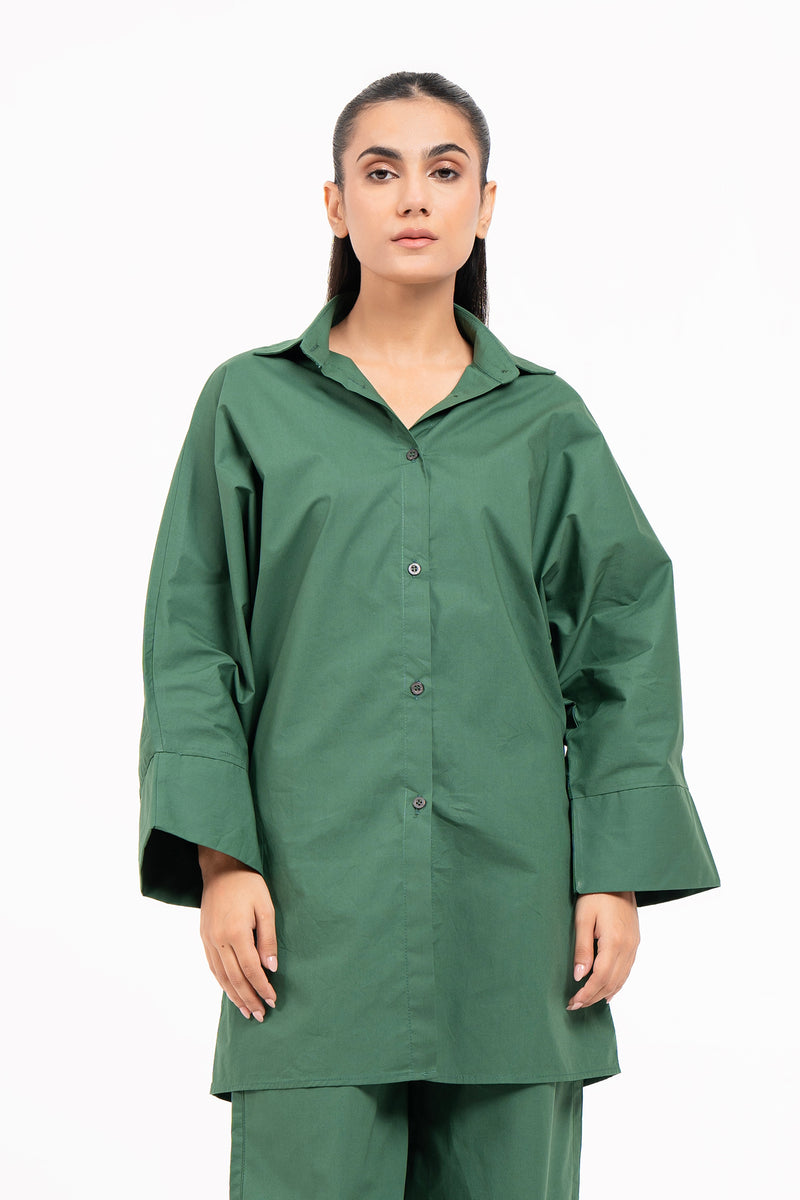 Wide Sleeve Shirt - Bottle Green