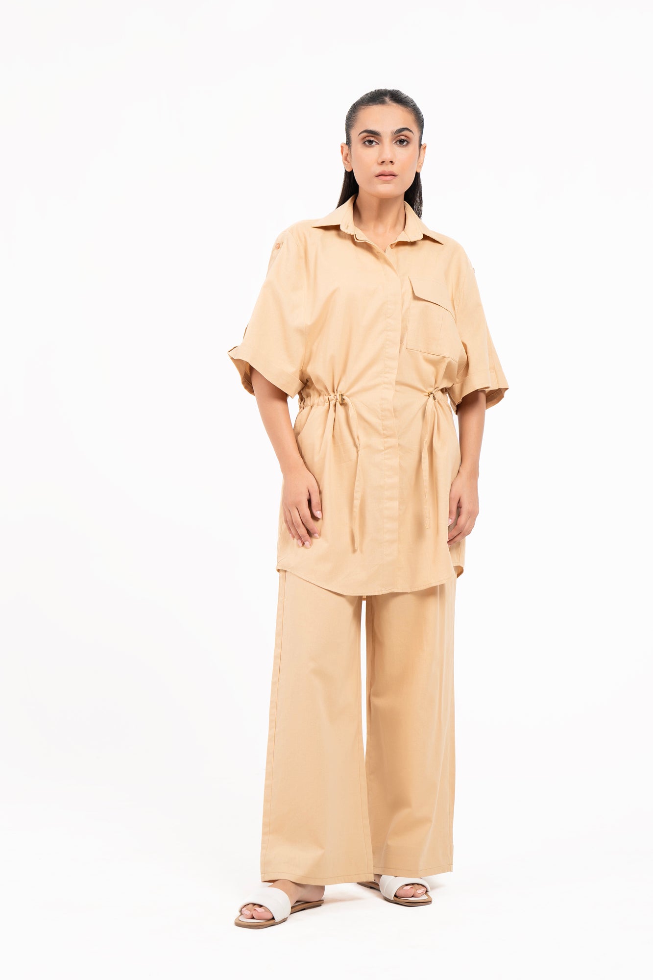 Drawstring Linen Pant - Khaki