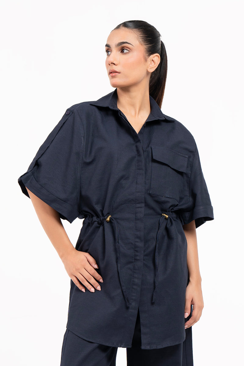 Linen Safari Shirt - Black