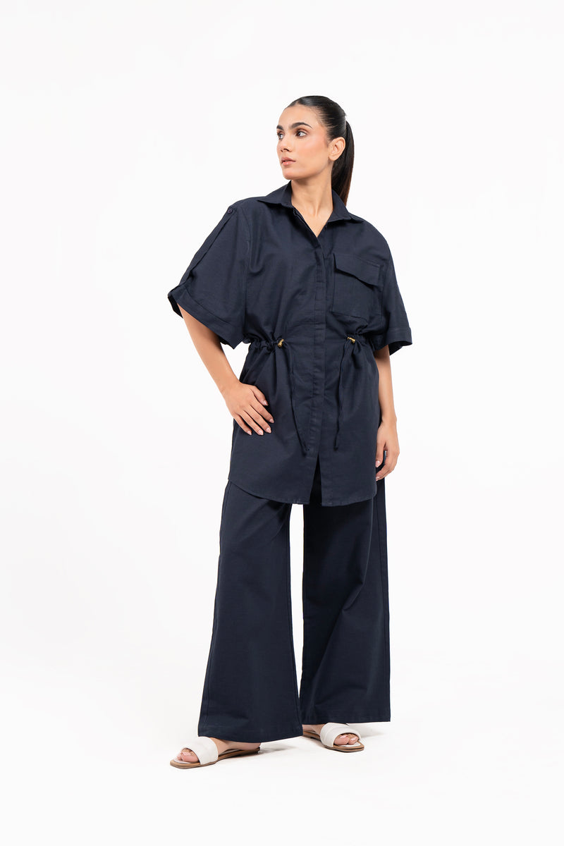 Drawstring Linen Pant - Black