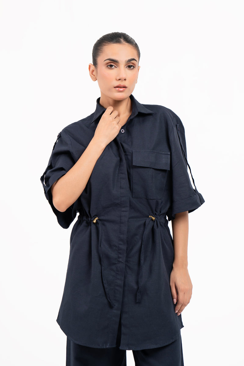 Linen Safari Shirt - Black