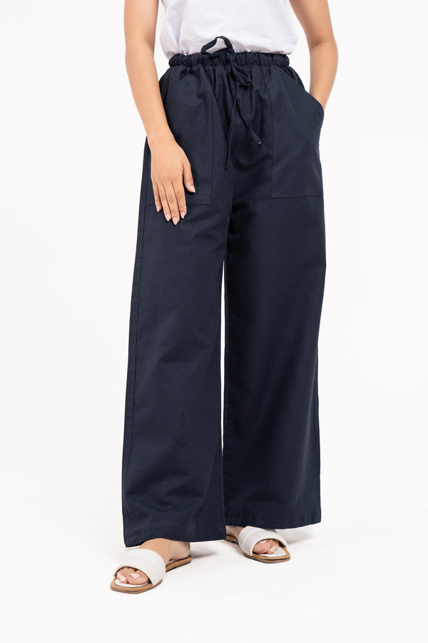 Drawstring Linen Pant - Black