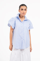 Flutter Sleeve Blouse - Sky Blue