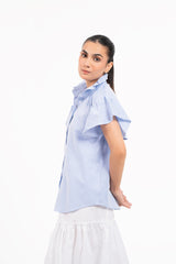 Flutter Sleeve Blouse - Sky Blue