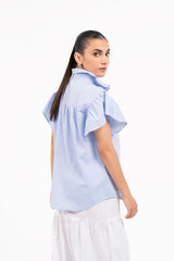 Flutter Sleeve Blouse - Sky Blue